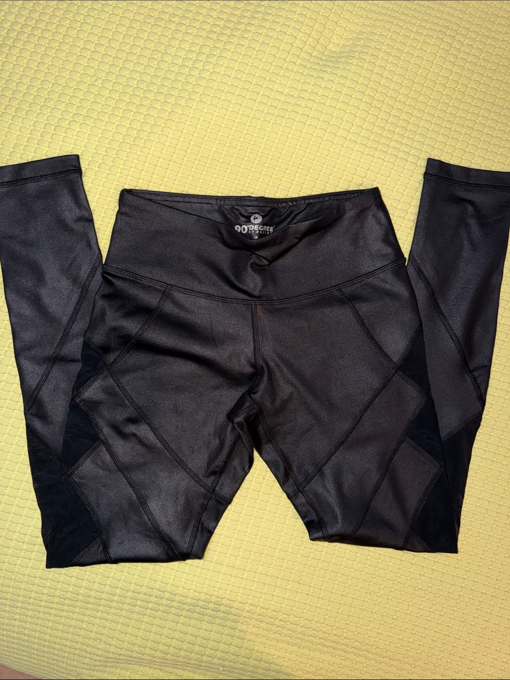 90 Degree By Reflex Black Mesh Panel Joggers